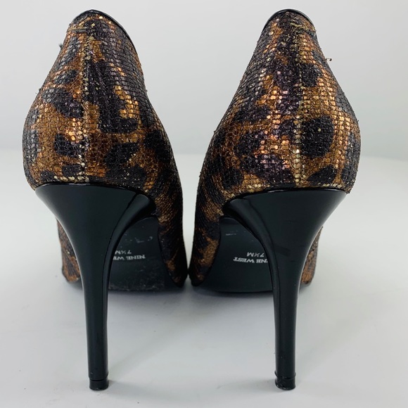 Nine West Metallic Sequin Cheetah Print Heels - Picture 7 of 8